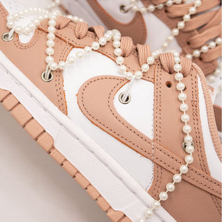 Nike Dunk Low Rose Whisper Overlaces Pearls